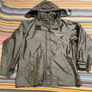 Silver Jeans Hooded Rain Jacket Drawstring Hood Water Resistant‎ Slate Gray L/G
